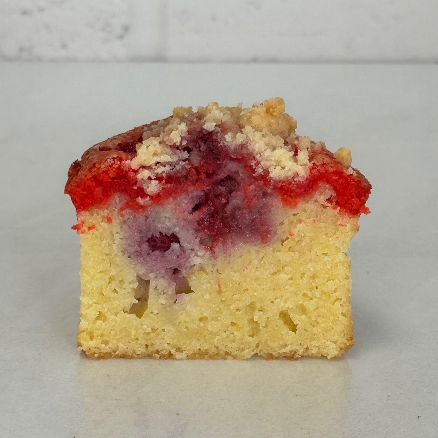 inside of the raspberry and almond cake