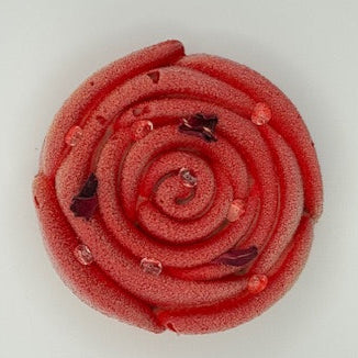 "Elegant rose-shaped entremet with tangy raspberry mousse, nutty pistachio sponge, and a ruby chocolate crunch base—balancing freshness, richness, and texture."