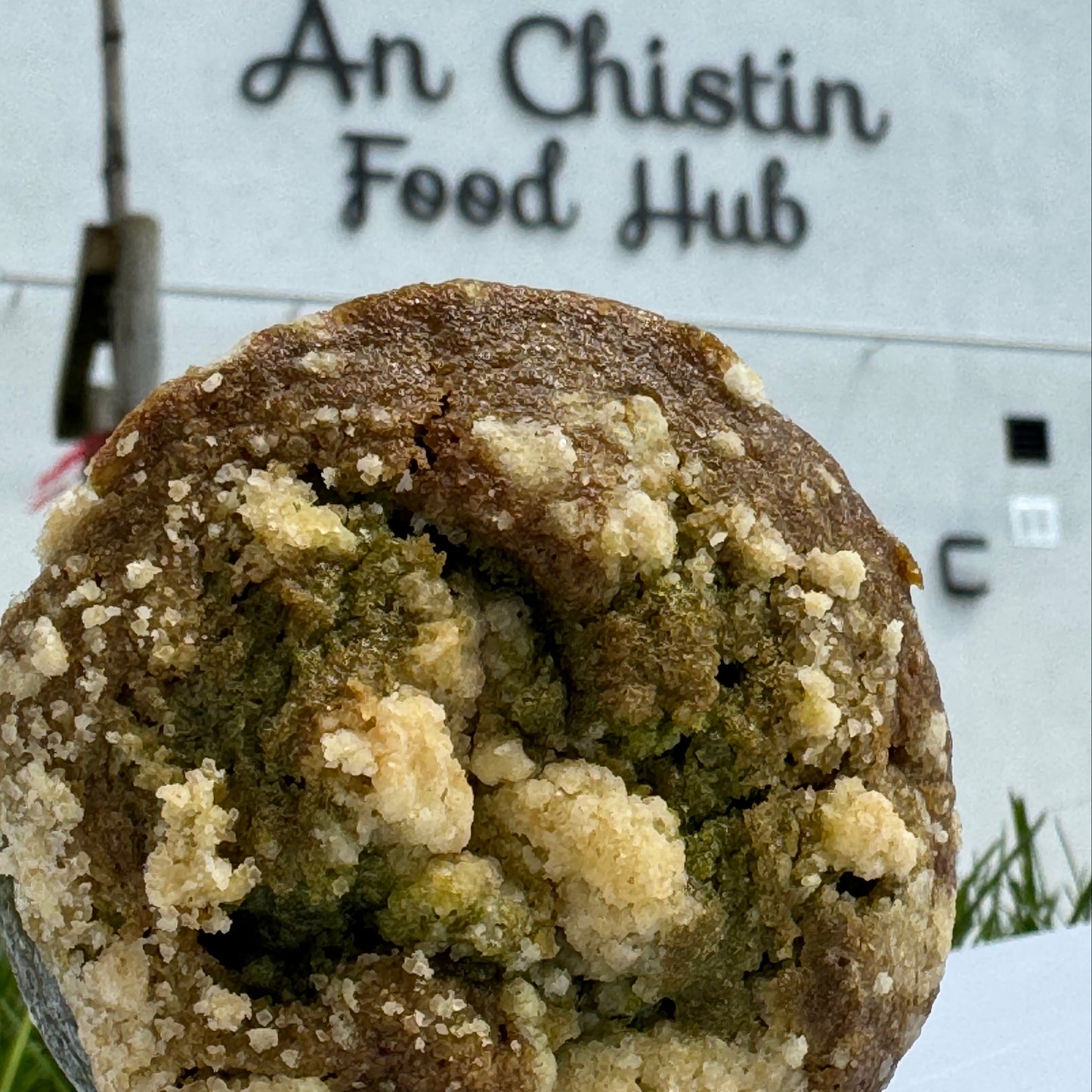 Pistachio Crumble Cake with Cherry